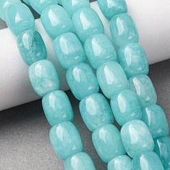 Средний Бирюзовый Окрашенные природные белый нефрит бисер пряди, баррель, средне бирюзовый, 10.5~11x8.5~9 мм, отверстие : 1.1 мм, около 34~35 шт / нитка, 14.76~15.35'' (37.5~39 см)
