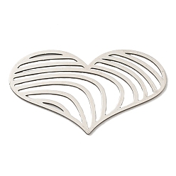 Stainless Steel Color Non-Tarnish 201 Stainless Steel Cabochons, Heart, Stainless Steel Color, 27x48x1mm