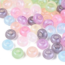 (52) Непрозрачная лаванда Прозрачного акрилового Европейский бисером, рондель, большое отверстие шарик, с блеском порошок, разноцветные, 13.5~14x8~8.5 мм, отверстие : 5.5 мм, Около 549 шт / 500 г