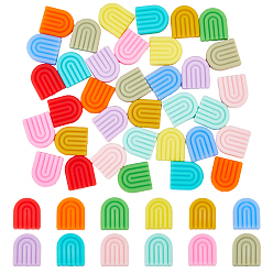 (52) Непрозрачная лаванда 36 шт 12 цвета силиконовые бусины, изготовление ожерелий и браслетов своими руками, арка/радуга, разноцветные, 19x16.5~17x5.5~6 мм, отверстие : 2 мм, 3 шт / цвет