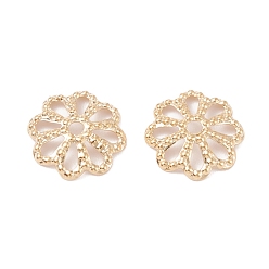 Настоящее золото 24K Латунные многолепестковые колпачки для бусинок, долговечный, цветок, реальный 24 k позолоченный, 8x1.2 мм, отверстие : 1 мм