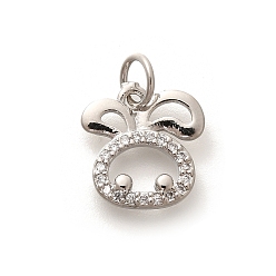 Кролик Стойка металлическая латунная микропрофилированная кубическая циркония подвески, долговечный, без свинца и без кадмия, знаки зодиака амулеты, с целью перехода в кольце, кролик, 11.5x11x2 мм