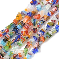 Разноцветный Handmade millefiori lampwork beads strands, самородки, красочный, 2~7x4~7x3~6 мм, отверстие : 1 мм, 33.86'' (86 см)