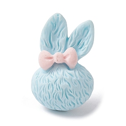 Light Cyan Rabbit with Bowknot Resin Cabochon Map Pins, Iron Drawing Push Pins, for Photos Wall, Maps, Bulletin Board, Light Cyan, 25x17x8.5mm
