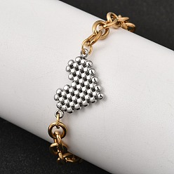 Сердце 304 из нержавеющей стали ссылка браслеты, браслеты-цепочки для женщин, реальный 18 k позолоченный, сердце, 7.09 дюйм (18 см)