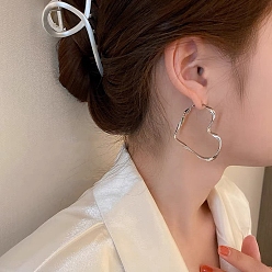 Cœur Boucles d'oreilles en alliage pour femmes, avec une épingle en argent sterling, cœur, 925mm