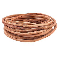 Сэнди Коричневый 5 м коровьей кожаный шнур, кожаный шнур ювелирных изделий, ювелирные изделия diy шнур, плоский, песчаный коричневый, 4x4 мм, около 5.47 ярдов (5 м) / комплект