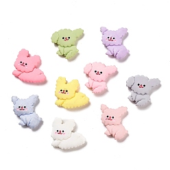 (52) Непрозрачная лаванда Кабошоны для домашних животных из непрозрачной смолы, мило собака, разноцветные, 24~26x23.5~27x7~7.5 мм