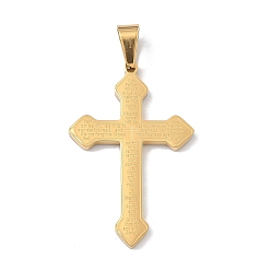 Золотой 304 подвески из нержавеющей стали, молитвенный крест-талисман с символом спокойствия, вакуумные покрытия, долговечный, золотые, 42x27x2.5 мм, отверстие : 7x4 мм