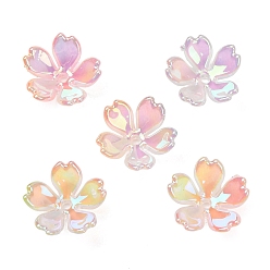 Mixed Color UV Plating Opaque Acrylic Beads, Iridescent, Flower, Gradient Color, Mixed Color, 11x11.5x4mm, Hole: 1.4mm
