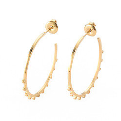 Настоящее золото 14K 304 Выводы серьги из нержавеющей стали шпилька, провод уха, со спинкой серьги / ушной гайкой и петлей, реальный 14 k позолоченный, 31x30x1 мм, отверстие : 1 мм, штифты : 0.8 мм