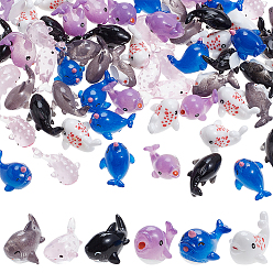 (52) Непрозрачная лаванда 60 шт. 6 стили морские организмы статуэтки из смолы для украшения домашнего рабочего стола, соединенные формы, разноцветные, 17.5~31x16~22x11.5~18 мм, 10 шт / стиль