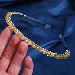 Цитрин Резинки для волос из натурального цитрина, металлический обруч для волос, для женщин девушек, 150x130x6 мм