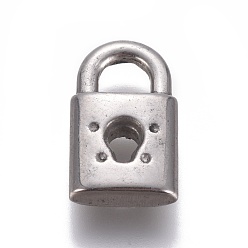 Stainless Steel Color Non-Tarnish 304 Stainless Steel Pendants, Padlock, Stainless Steel Color, 16x9.5x4mm, Hole: 4x4.5mm