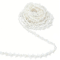 White 4Yards Polyester with Plastic Pearl Beaded Trim for DIY Sewing Craft, White, 5/8 inch(15mm)