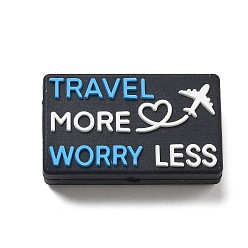 Черный Прямоугольник с надписью пищевые экологически чистые силиконовые фокусные бусины, изготовление ожерелий diy, чёрные, 18x30x7.5 мм, отверстие : 2 мм