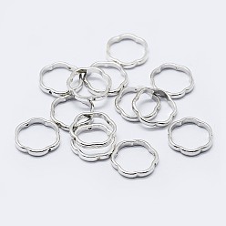 Silver 925 Sterling Silver Bead Frames, Flower, Silver, 13.5x2mm, Hole: 0.8mm, Inner Diameter: 11.5mm