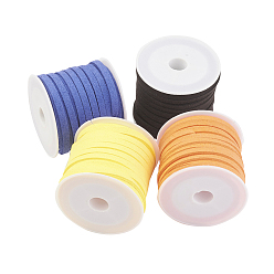 (52) Непрозрачная лаванда Шнуры из искусственной замши, искусственная замшевая кружева, разноцветные, 4x1.5 мм, около 5.46 ярдов (5 м) / рулон, 4 рулонов / набор