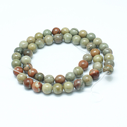 Silver Line Jasper Natural New Siver Line Stone Round Bead Strands, 6mm, Hole: 1mm, about 62pcs/strand, 15.5 inch