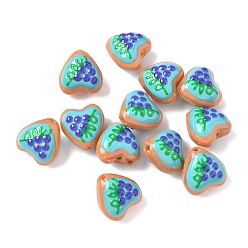 Винограды Бусины из стеклянной эмали, окрашенные методом запекания, сердце с фруктами, винограды, 13.5x13.5x9.5~10.5 мм, отверстие : 1.2 мм