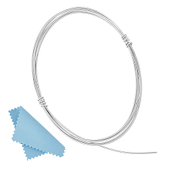 Платина 1м 925 серебряная проволока, круглые, с 1полиуретановой тканью из искусственной замши квадратной формы для полировки серебра, платина, 0.5 мм, 24 датчик, около 3.28 футов (1 м) / рулон