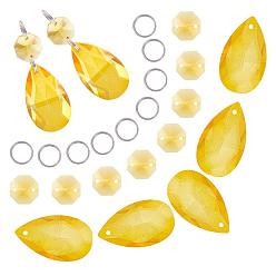 Золотистый Наборы для самостоятельного изготовления сверкающих граненых подвесок, в том числе восьмиугольные звенья со стразами, подвески из восьмиугольного стекла, железные разрезные кольца, золотые, ссылки: 20 шт., подвески: 10 шт., кольцо: 40 шт.