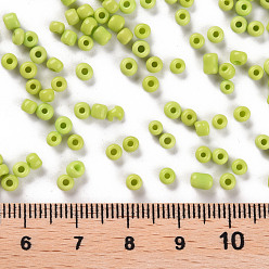 Green Yellow Glass Seed Beads, Opaque Colours Seed, Small Craft Beads for DIY Jewelry Making, Round, Green Yellow, 3mm, Hole:1mm, about 10000pcs/pound
