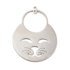 Stainless Steel Color Non-Tarnish 201 Stainless Steel Connector Charms, Cat Links, Stainless Steel Color, 39x29x1mm, Hole: 1.2mm