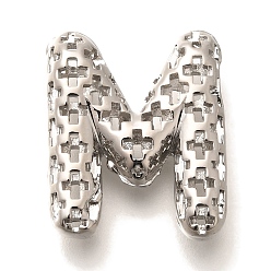 Letter M Латунные подвески, подвески с полыми буквами, стойки покрытие, долговечный, без кадмия и без свинца, Буква М, 21.5x17.5x6.5 мм, отверстие : 5x2.7 мм