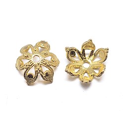 Real 18K Gold Plated Real 18K Gold Plated 6-Petal 925 Sterling Silver Bead Caps, Flower, Golden, 8.5x4mm, Hole: 1.5mm, about 51pcs/20g