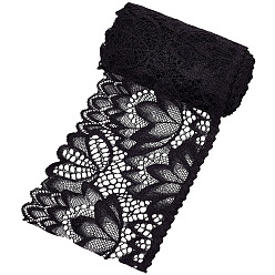 Черный Полиамидные нити кружевные ленты, аксессуар для одежды, цветок, чёрные, 4 дюйм (100 мм)