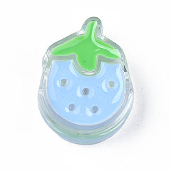Light Sky Blue Transparent Acrylic Enamel Beads, Strawberry, Light Sky Blue, 24x18x9mm, Hole: 3.5mm