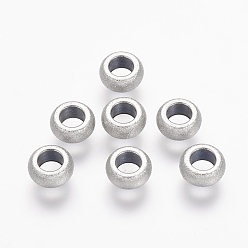 Stainless Steel Color 304 Stainless Steel Textured Beads, Rondelle, Stainless Steel Color, 6.5x3mm, Hole: 3mm, about: 100pcs/bag