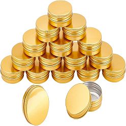 Golden Aluminum Box, with Screw Top Lid, Round, Golden, 5.5x2.1cm, Inner diameter: 4.85cm, 24pcs/box