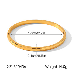 Real 18K Gold Plated 304 Stainless Steel Textured Open Hinged Cuff Bangles for Women, Real 18K Gold Plated, Inner Diameter: 2.20 inch(5.6cm)