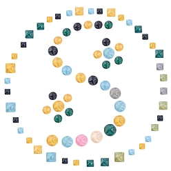Mixed Color 80Pcs 8 Style Resin Cabochons, Imitation Cat Eye, Waved Square & Waved Half Round, Mixed Color, 12x12x7mm