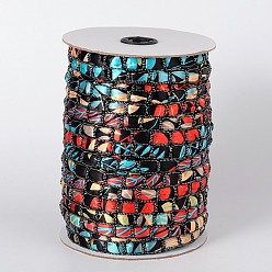 Черный Ткань шнур, полиэстером, чёрные, 12x4 мм, около 50 ярдов / рулон (150 футов / рулон)