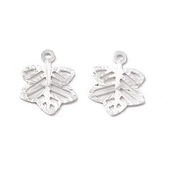 Посеребрённый Латунные подвески, без кадмия и без свинца, очарование листа, 925 серебро покрытием, 17x13x0.6 мм, отверстие : 1.4 мм