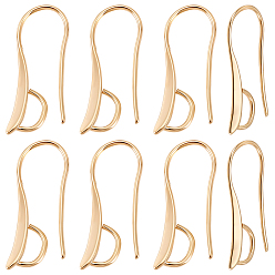 Настоящее золото 24K 40 шт латунные серьги крючки, без кадмия и без свинца, реальный 24 k позолоченный, 22x8x2 мм, отверстие : 2x5 мм, штифты : 0.8 мм