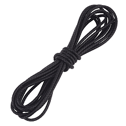 Noir Cordon en cuir tressé rond, pour les accessoires de fabrication de colliers et de bracelets, noir, 5mm, environ 5.47 yards (5m)/rouleau