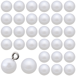 Белый 100шт. пластиковые подвески, круглые, с платиновой и сплавочной фурнитурой, белые, 14.5x10 мм, отверстие : 2.5 мм