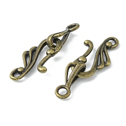 Antique Bronze Tibetan Metal Hook and Eye Clasps, Antique Bronze Color, Lead Free & Cadmium Free, Toggle: 12mm wide, 25mm long, Bar: 16mm long, hole: 3mm