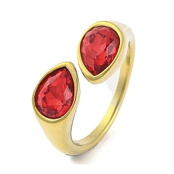 Гиацинт Ионное покрытие (ip) 304 открытая манжета в виде каплевидной формы из нержавеющей стали со стразами для женщин, реальный 14 k позолоченный, гиацинт, внутренний диаметр: 18 мм