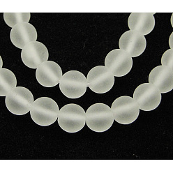 Clear Synthetic Crystal Quartz Beads Strands, Frosted, Round, Clear, Size: about 8mm in diameter, hole: 1mm, 50pcs/strand, 400mm