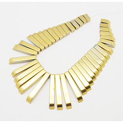 Золотистый Немагнитная синтетический гематит закончил бусы, прямоугольные, желтые, размер: около 6.5 дюйма, прямоугольные, 9.5~30 мм длиной, шириной 4 мм , толщиной 4 мм , отверстие : 1 мм, 41 шт / нитка