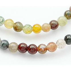 Colorful Natural Gemstone Beads Strands, Indian Agate, Round, Colorful, Size: about 2mm in diameter, Hole: 0.4mm, 200pcs/strand, 15.7 inch