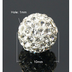 Кристалл Бусины со стразами, полимерная глина , pave disco бусины, класс А, кристалл, С. 13 (1.9~2 мм), 10 мм, отверстие : 1 мм