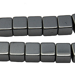 Black Non-Magnetic Synthetic Hematite Beads Strands, Square, Black, Size: about 8mm wide, 8mm long, hole: 1mm, about 50pcs/strand