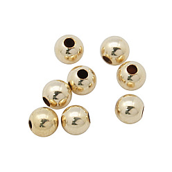 Покрыть Золотом Шарики из желтого золота, 1/20 14 к золоту, без кадмия, без никеля и без свинца, круглые, Размер : диаметром около 5 мм , отверстие : 1.5 мм