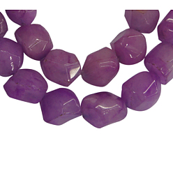 Purple Natural White Jade Beads Strands, Faceted Nuggets, Dyed, about 8mm wide, 10mm long, hole: 1mm, 47 pcs/strand, 15.5 inch